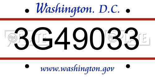 3G49033 District Of Columbia License Plate
