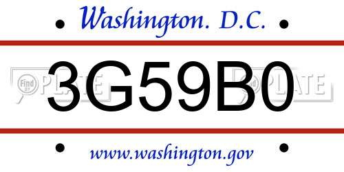 3G59B0 District Of Columbia License Plate