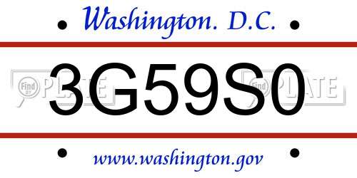 3G59S0 District Of Columbia License Plate