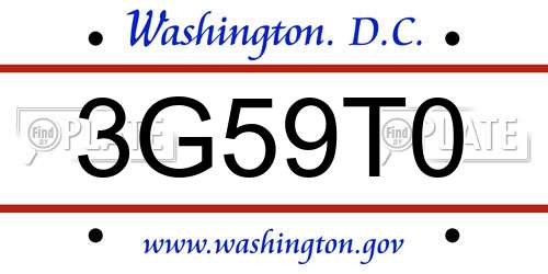 3G59T0 District Of Columbia License Plate