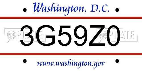 3G59Z0 District Of Columbia License Plate