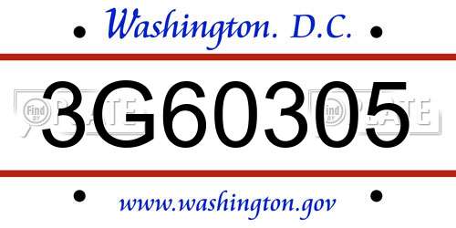 3G60305 District Of Columbia License Plate