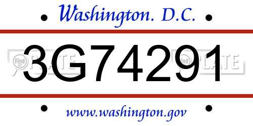 3G74291 District Of Columbia License Plate