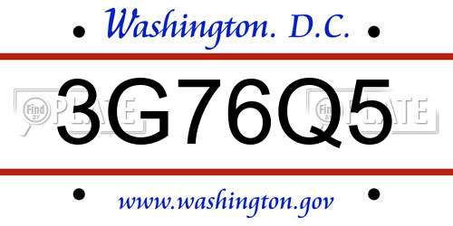 3G76Q5 District Of Columbia License Plate