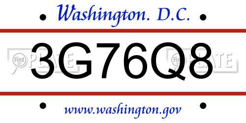 3G76Q8 District Of Columbia License Plate