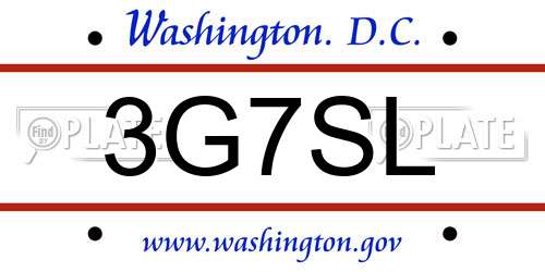 3G7SL District Of Columbia License Plate