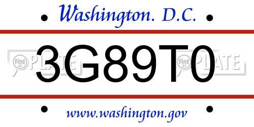 3G89T0 District Of Columbia License Plate