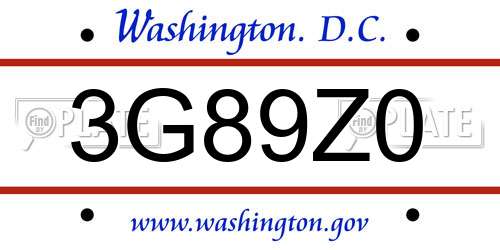 3G89Z0 District Of Columbia License Plate