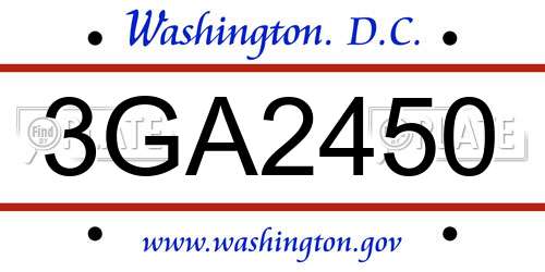 3GA2450 District Of Columbia License Plate