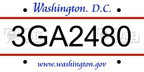 3GA2480 District Of Columbia License Plate