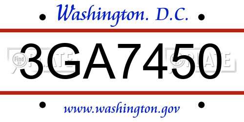 3GA7450 District Of Columbia License Plate