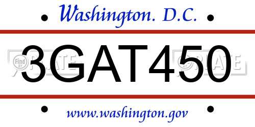 3GAT450 District Of Columbia License Plate
