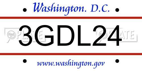 3GDL24 District Of Columbia License Plate