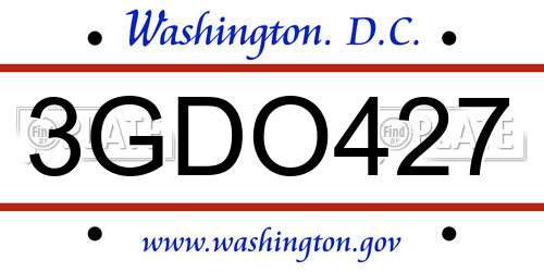 3GDO427 District Of Columbia License Plate