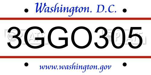 3GGO305 District Of Columbia License Plate
