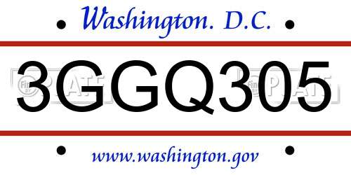 3GGQ305 District Of Columbia License Plate
