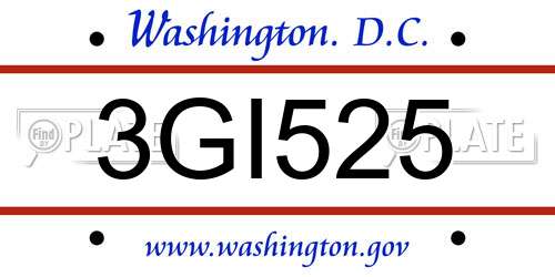 3GI525 District Of Columbia License Plate