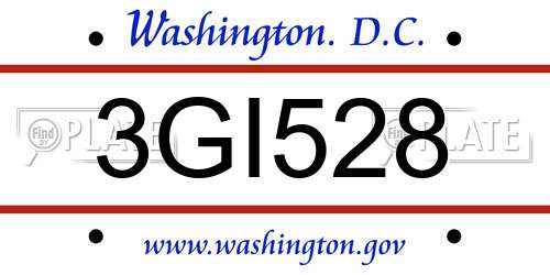 3GI528 District Of Columbia License Plate