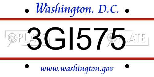 3GI575 District Of Columbia License Plate