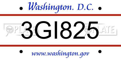 3GI825 District Of Columbia License Plate