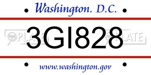 3GI828 District Of Columbia License Plate
