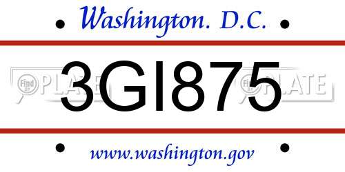 3GI875 District Of Columbia License Plate