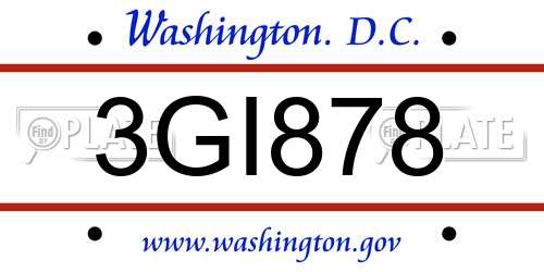 3GI878 District Of Columbia License Plate
