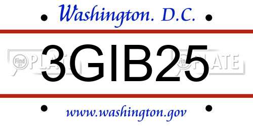 3GIB25 District Of Columbia License Plate