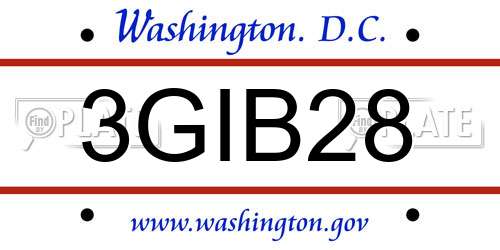 3GIB28 District Of Columbia License Plate