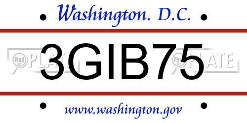3GIB75 District Of Columbia License Plate