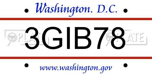 3GIB78 District Of Columbia License Plate