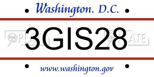 3GIS28 District Of Columbia License Plate
