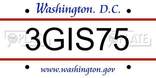 3GIS75 District Of Columbia License Plate