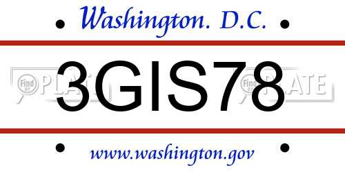 3GIS78 District Of Columbia License Plate