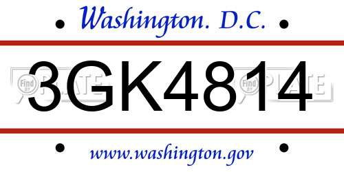 3GK4814 District Of Columbia License Plate