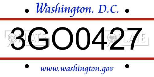 3GO0427 District Of Columbia License Plate