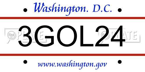 3GOL24 District Of Columbia License Plate