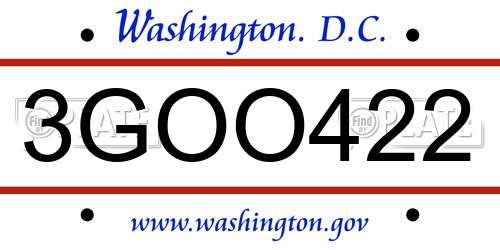 3GOO422 District Of Columbia License Plate