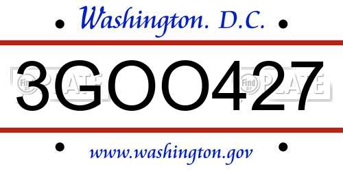3GOO427 District Of Columbia License Plate