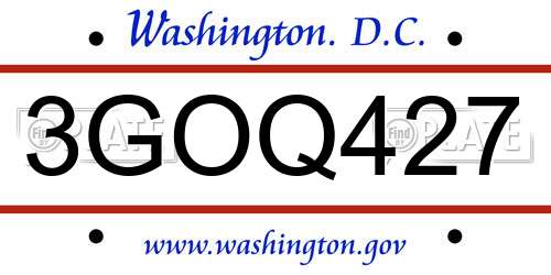 3GOQ427 District Of Columbia License Plate