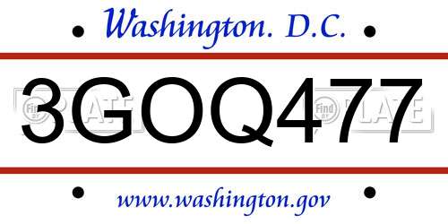 3GOQ477 District Of Columbia License Plate