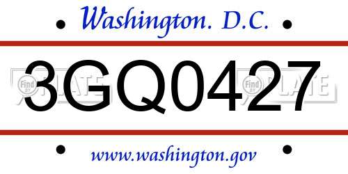 3GQ0427 District Of Columbia License Plate