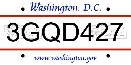 3GQD427 District Of Columbia License Plate