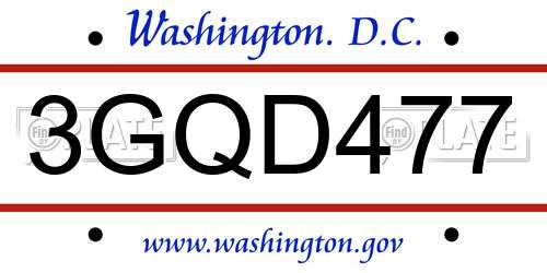 3GQD477 District Of Columbia License Plate