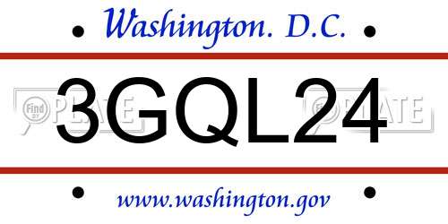 3GQL24 District Of Columbia License Plate