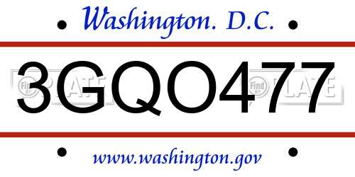 3GQO477 District Of Columbia License Plate