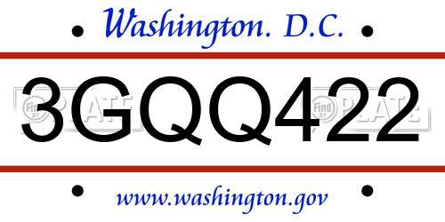 3GQQ422 District Of Columbia License Plate