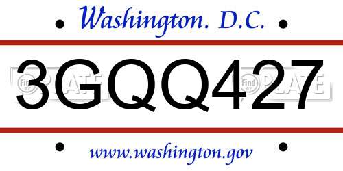 3GQQ427 District Of Columbia License Plate