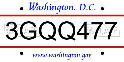 3GQQ477 District Of Columbia License Plate