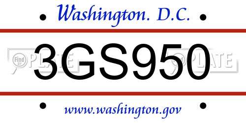 3GS950 District Of Columbia License Plate